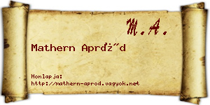Mathern Apród névjegykártya